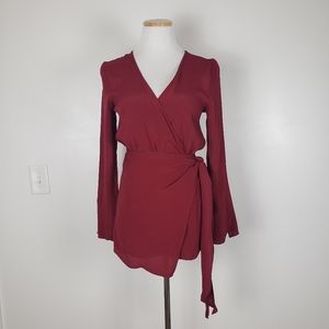 The Impeccable Pig long sleeve romper maroon burgundy wine small